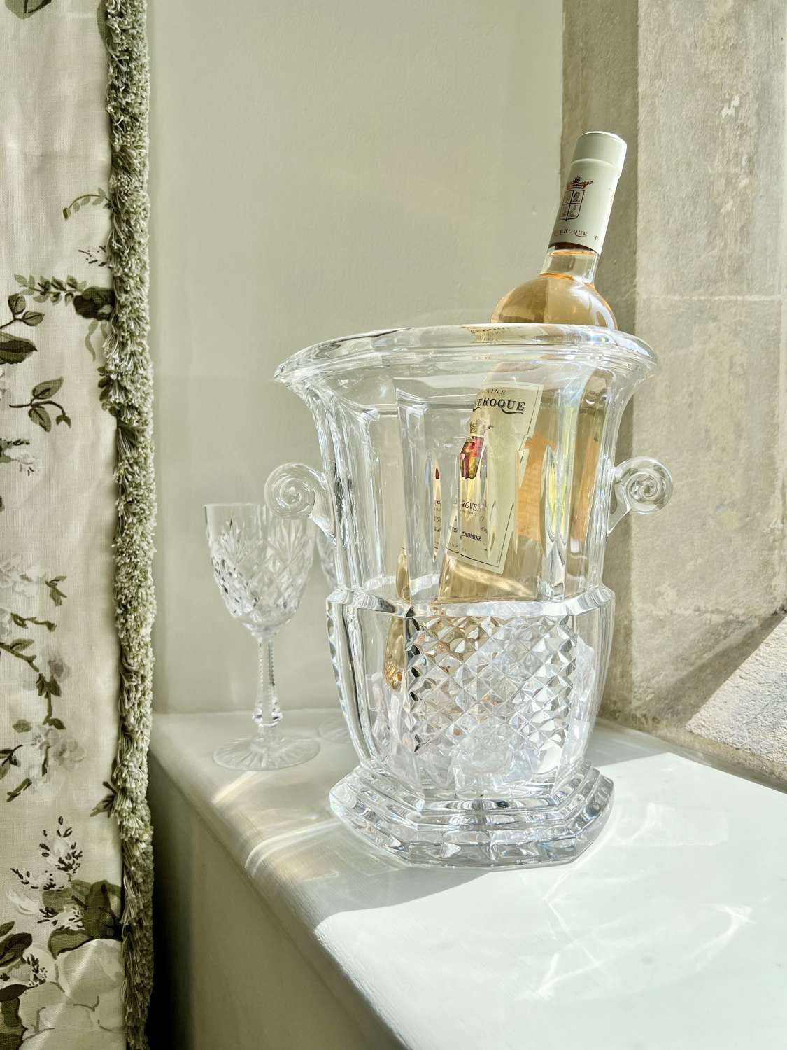 Superb French crystal champagne wine bucket cooler