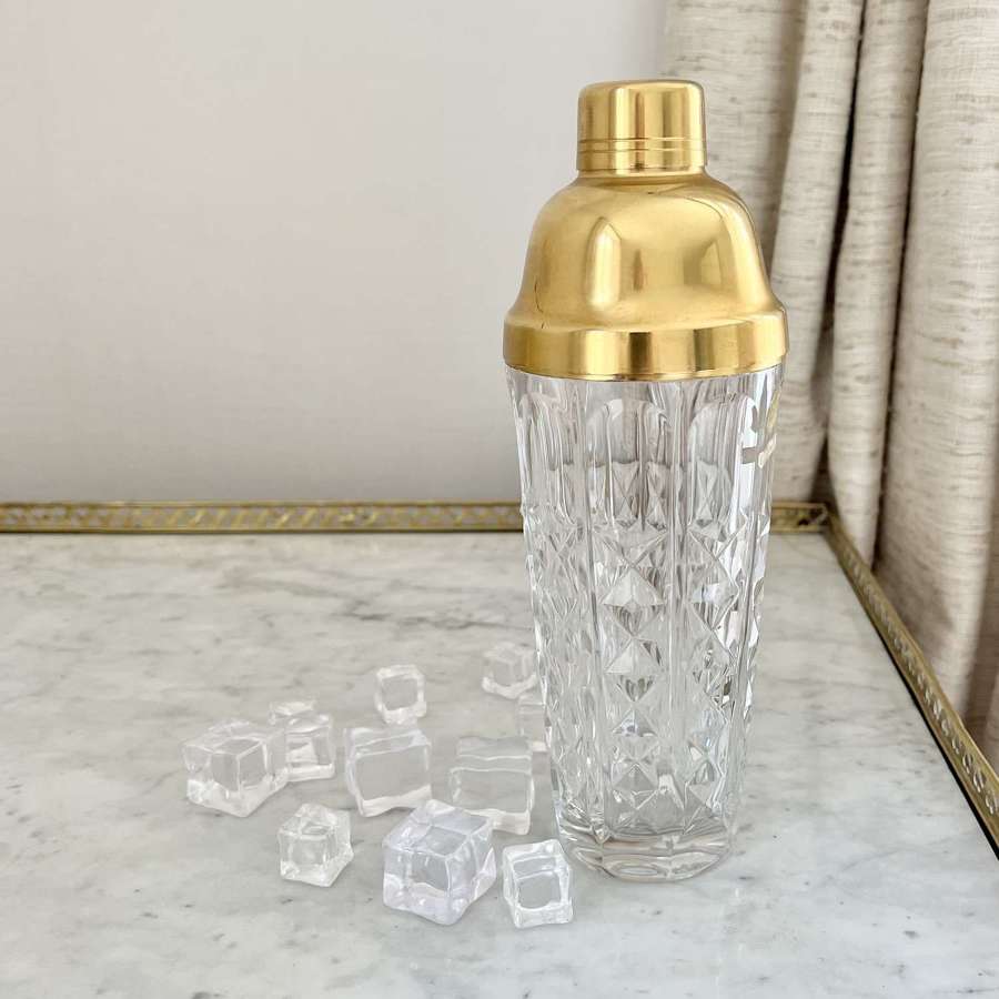 Val Saint Lambert crystal & gold plated cocktail shaker Circa 1960s