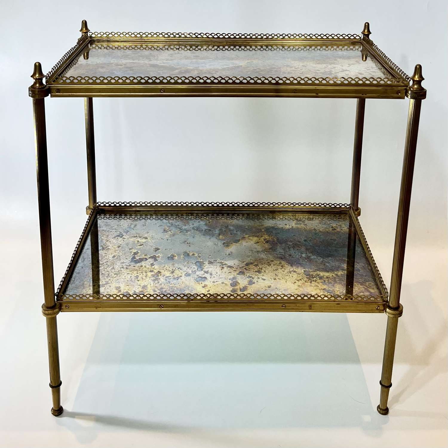 French brass & verre eglomise etagere side table