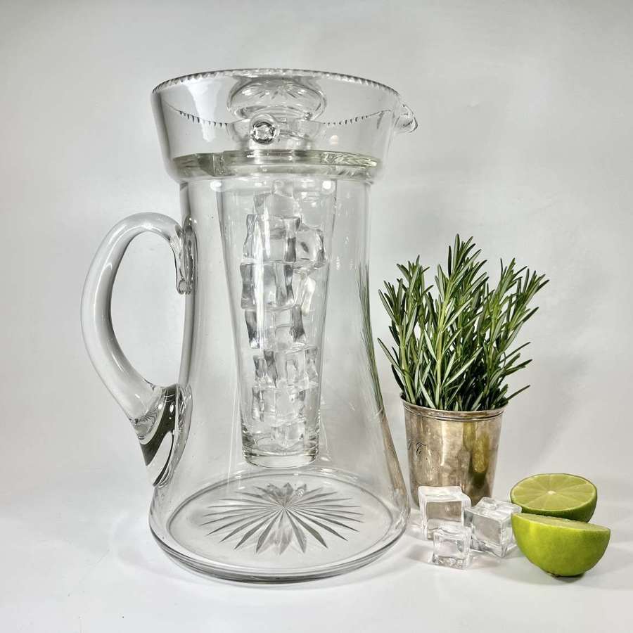 Large Edwardian cut glass chilling lemonade jug