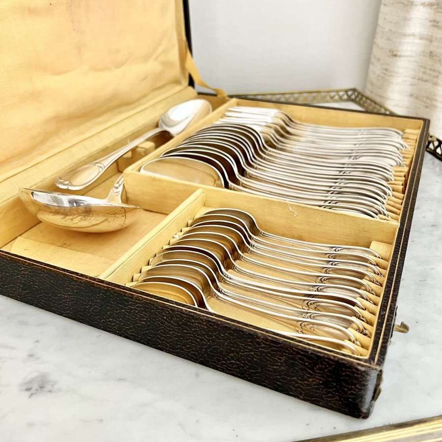 French Art Deco silver plated cutlery for 12 guest