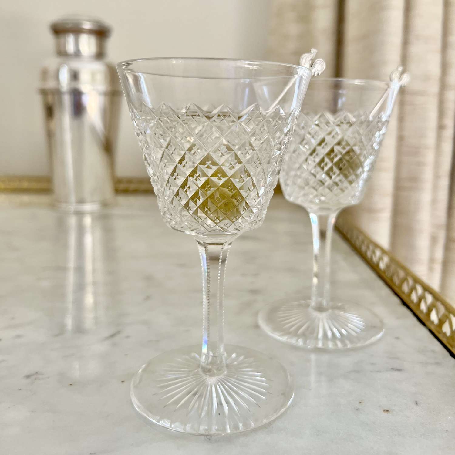 Set of 8 Victorian lead crystal drinking glasses