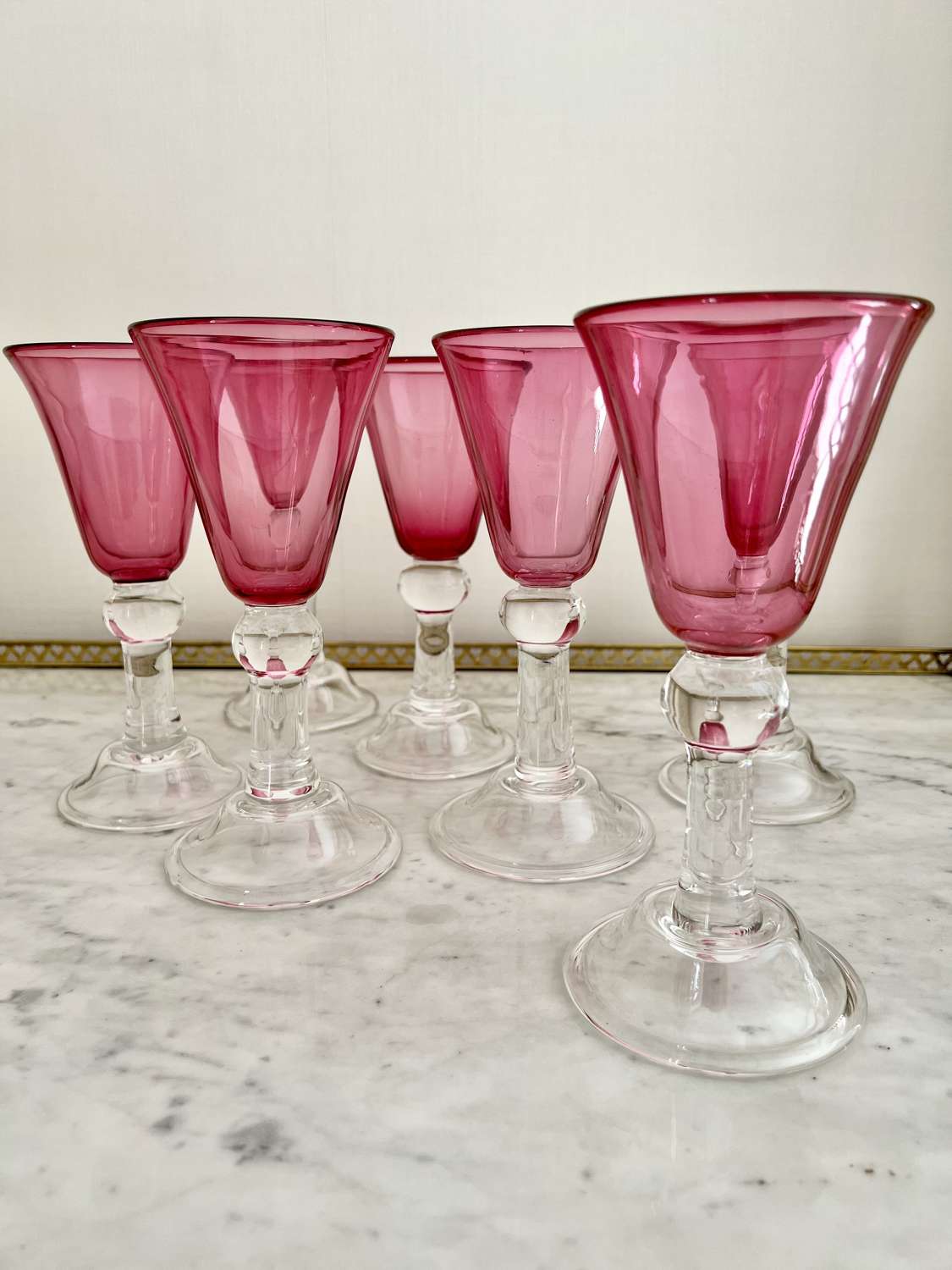 Anthony Stern oversized handblown large pink wine goblets