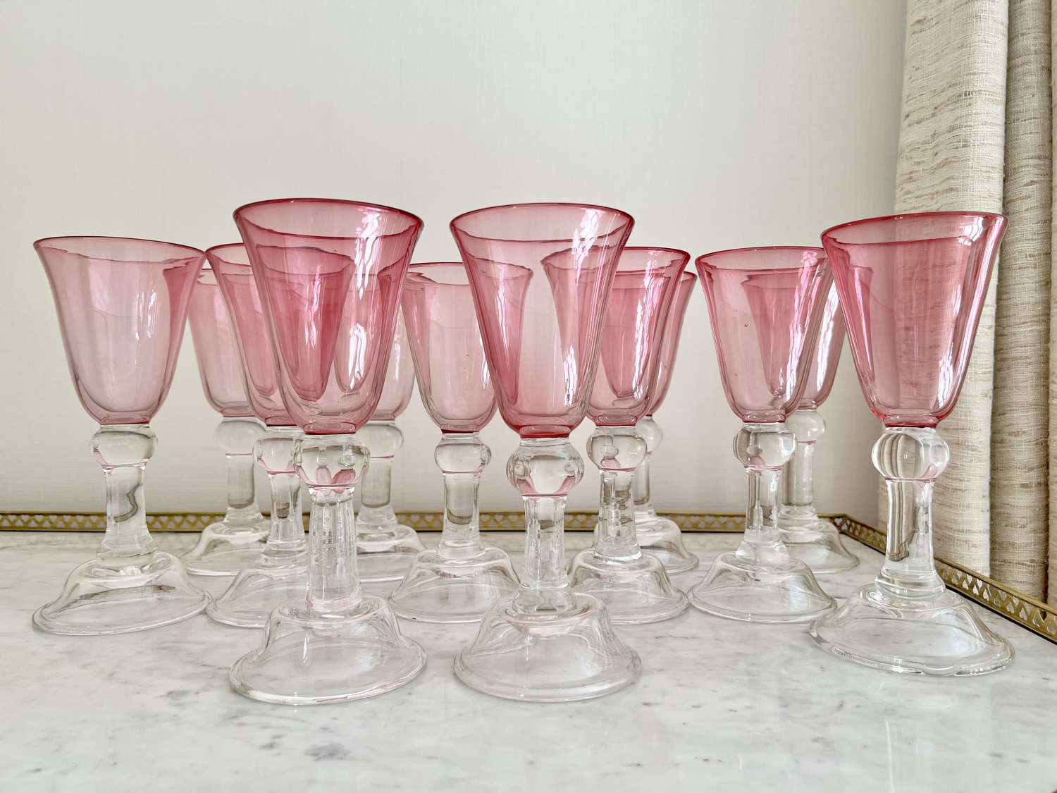 Giant Anthony Stern handblown giant crystal wine goblets