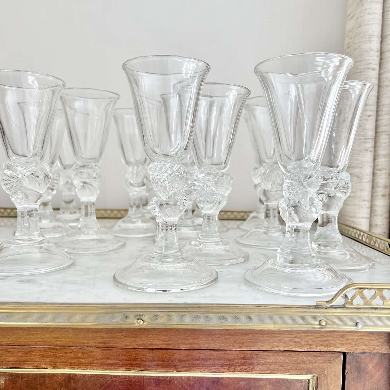 Anthony Stern handblown crystal shell wine glasses