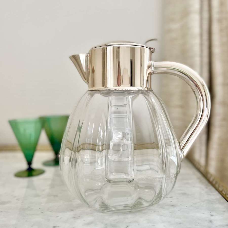 Silver plated & optical glass cocktail cooling jug