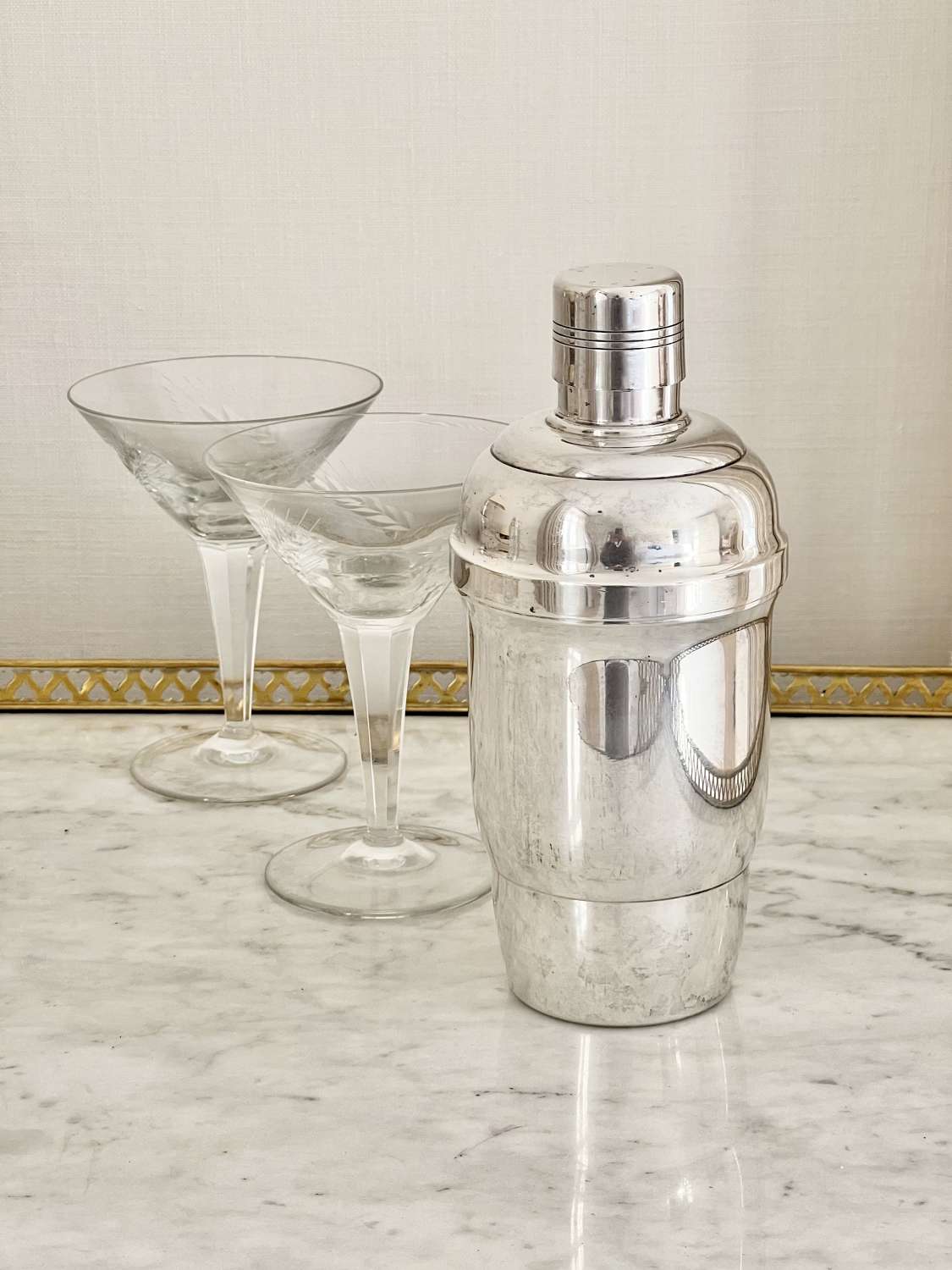 French Art Deco silver plated cocktail shaker