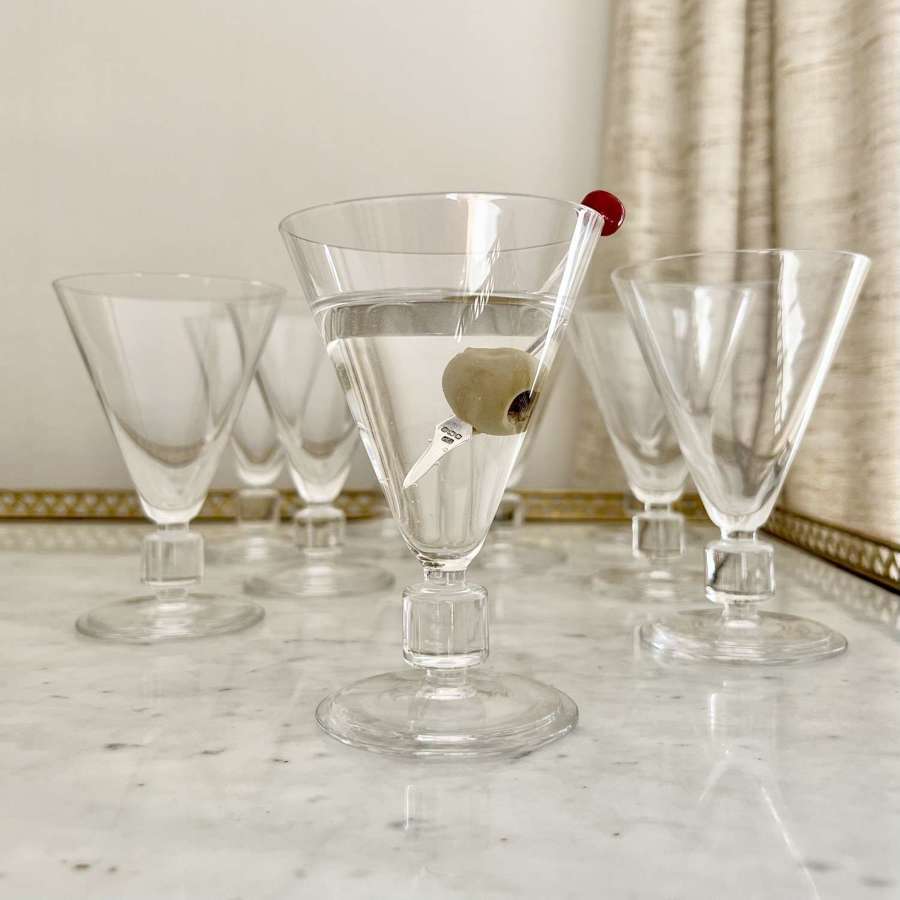 Set of Val Saint Lambert crystal cocktail glasses