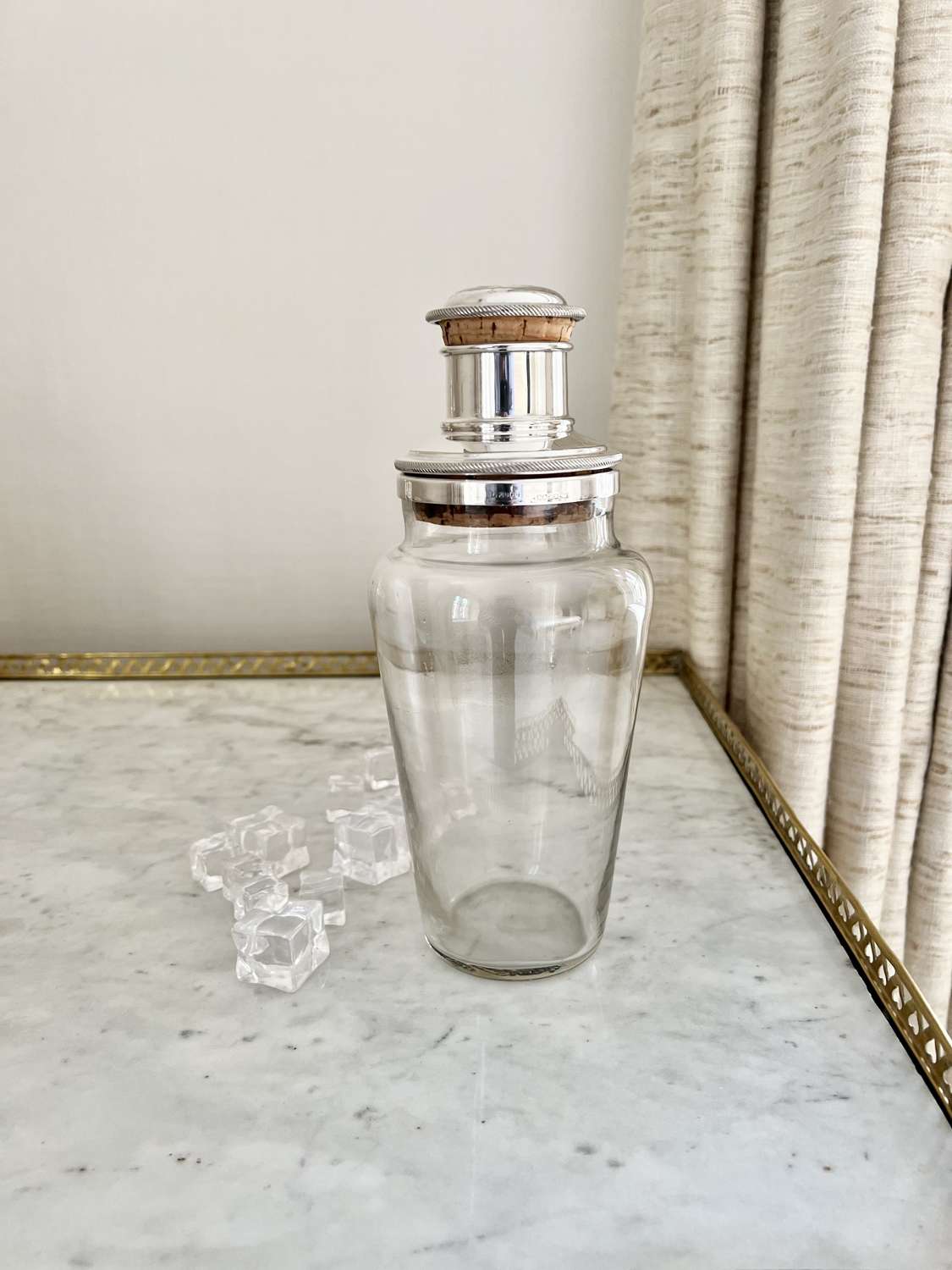 Giant Deco silver plated & glass 1.5 pint cocktail shaker Circa 1930s