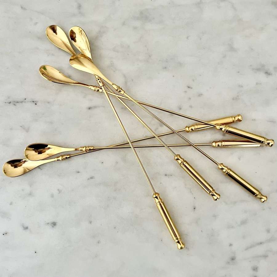 Set of fine quality 1970s gold plated bar spoons