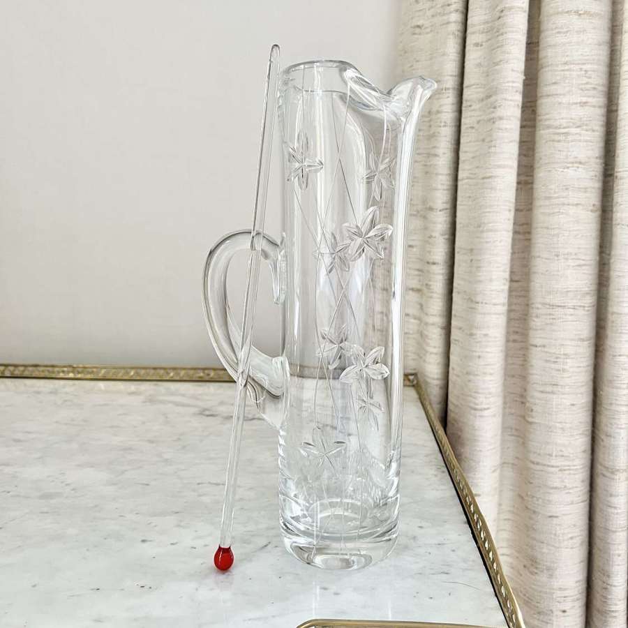 A superb tall cut crystal Martini Cocktail jug & glass stirrer rod