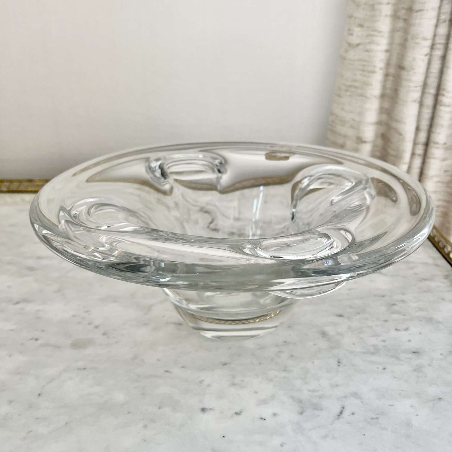 Large Modernist Crystal Bowl By Guido Bon For Val Saint Lambert