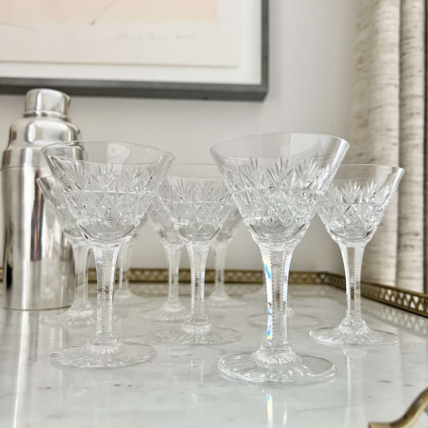 10 Coronation Crystal Martini Glasses By Thomas Webb
