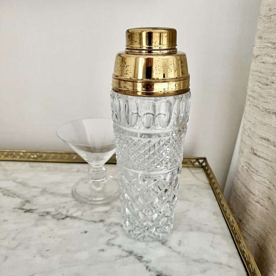 Gold Plated & Glass French Cocktail Shaker