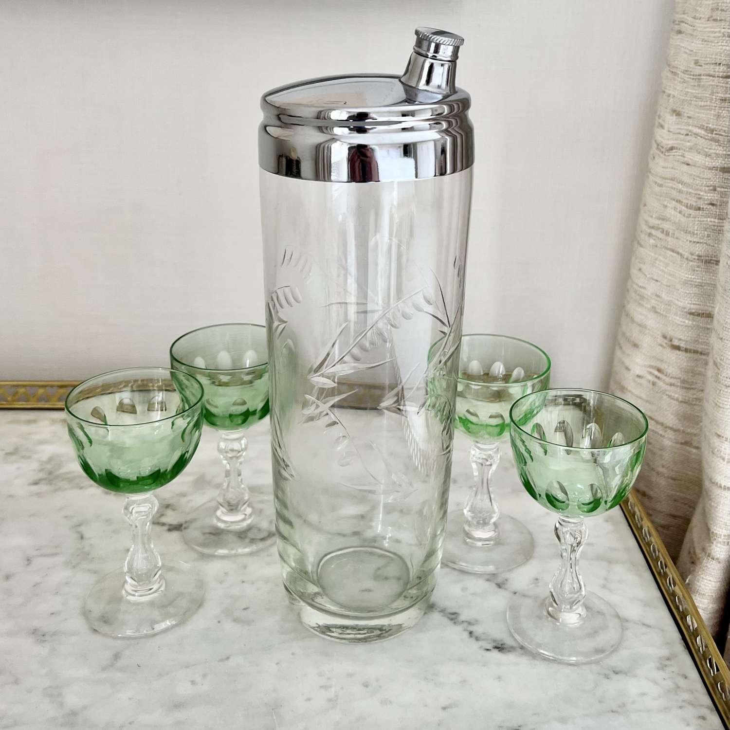 Massive Lily Of The Valley Etched Cocktail Shaker
