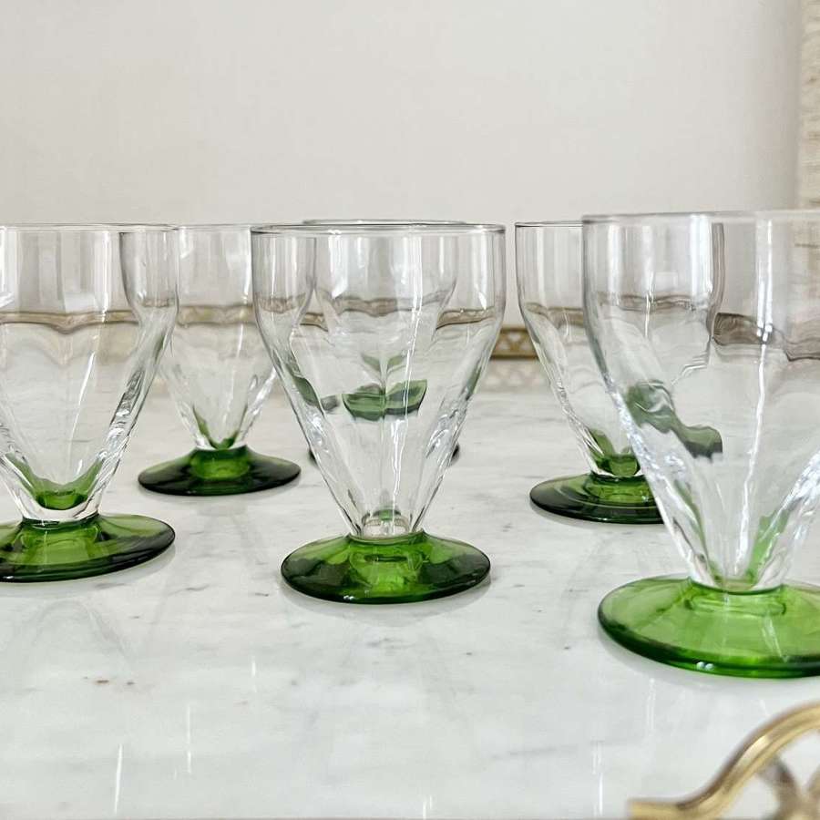 Six Art Deco Green Glass Whitefriars Cocktail Tumblers