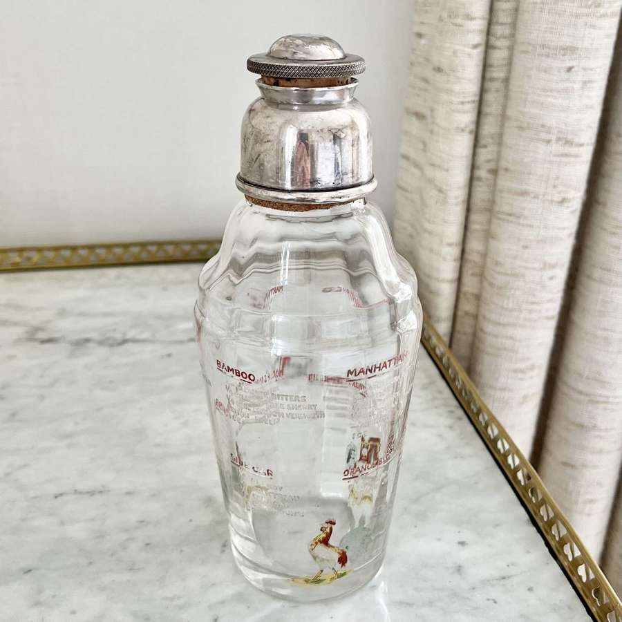 Rare Silver Plated & Glass MENU Cocktail Shaker By Hukin & Heath