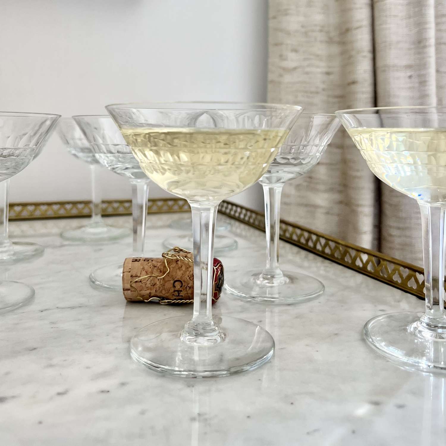 Val Saint Lambert Crystal Champagne Or Cocktail Coupes