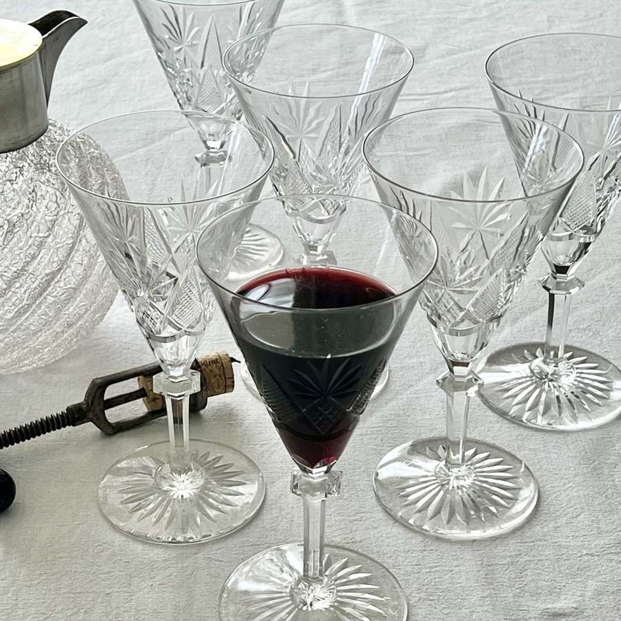 Val Saint Lambert Finest Crystal Large Wine Or Water Goblets