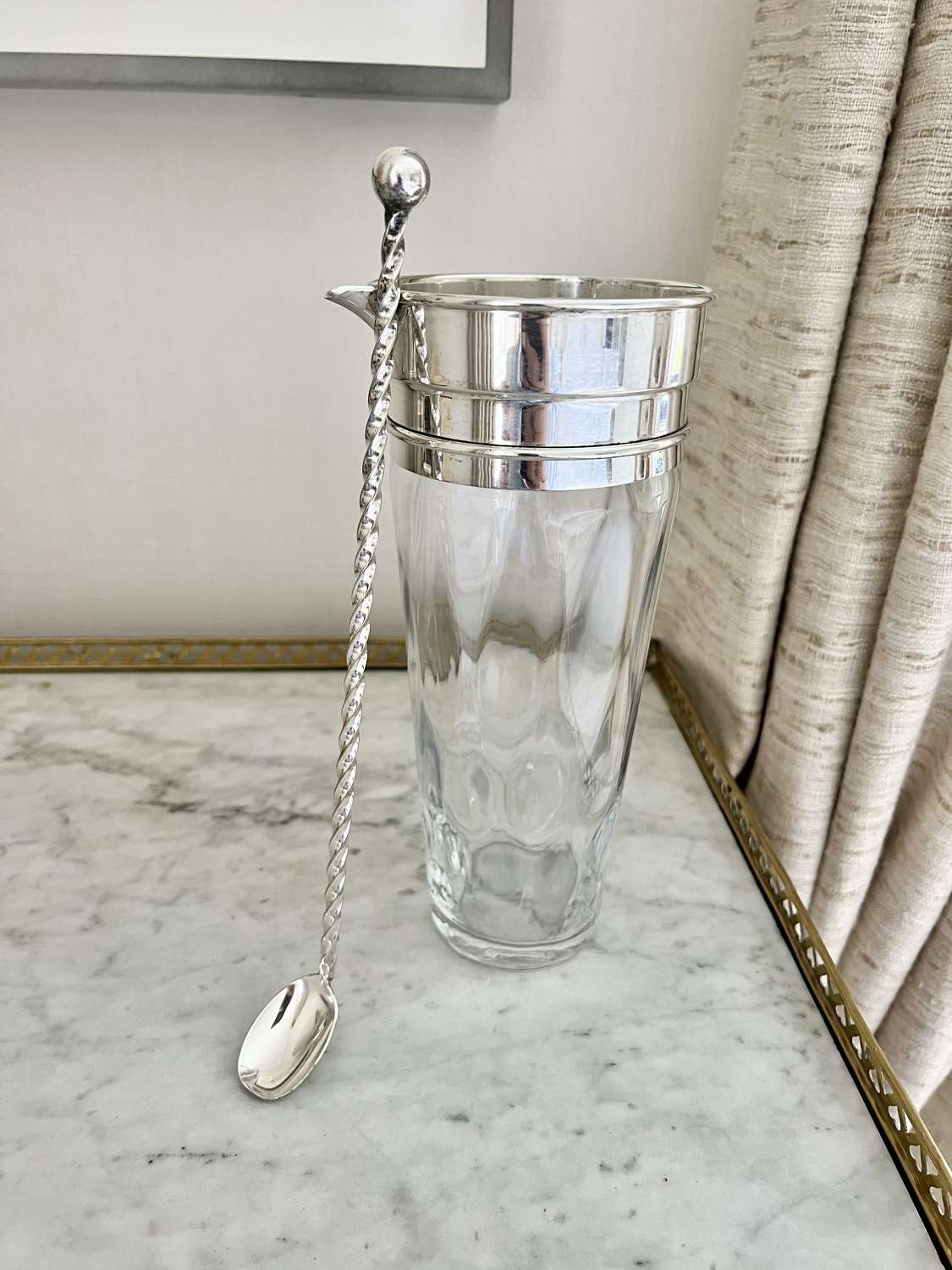 Rare Art Deco Cocktail Mixing Jug & Spoon Set