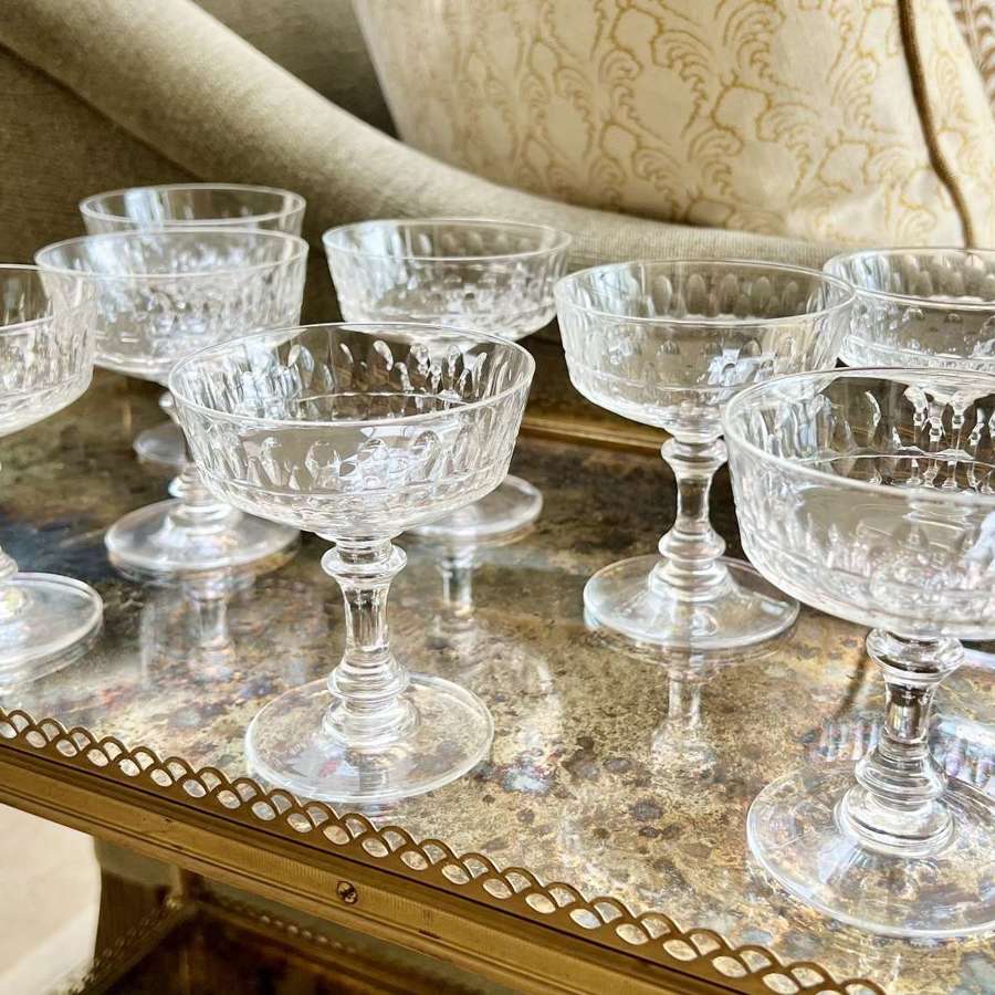 Excellent Set Of Crystal Champagne Or Cocktail Coupes
