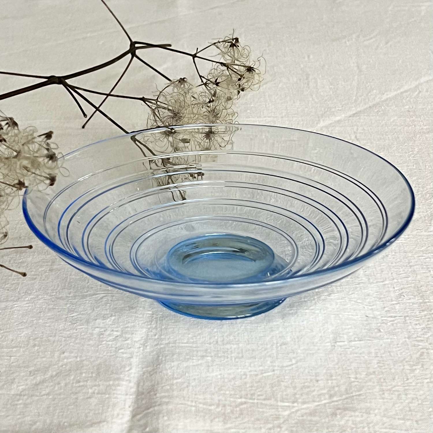 Barnaby Powell For Whitefriars Blue Glass Bowl Circa 1930s