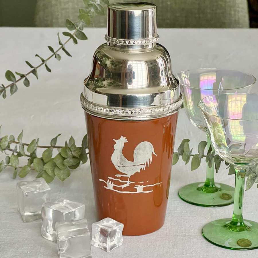 Superb Silver & Enamel Art Deco Cocktail Shaker 1920s