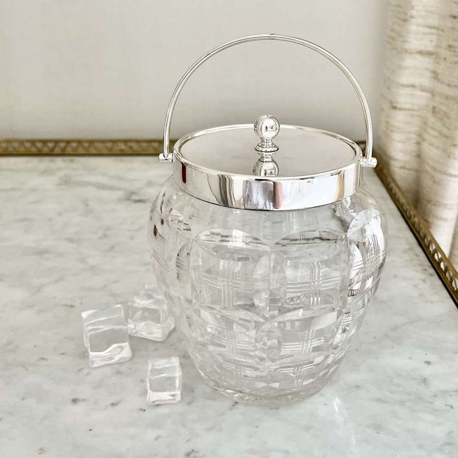 Crystal & Silver Plated Biscuit Barrel Ice Bucket