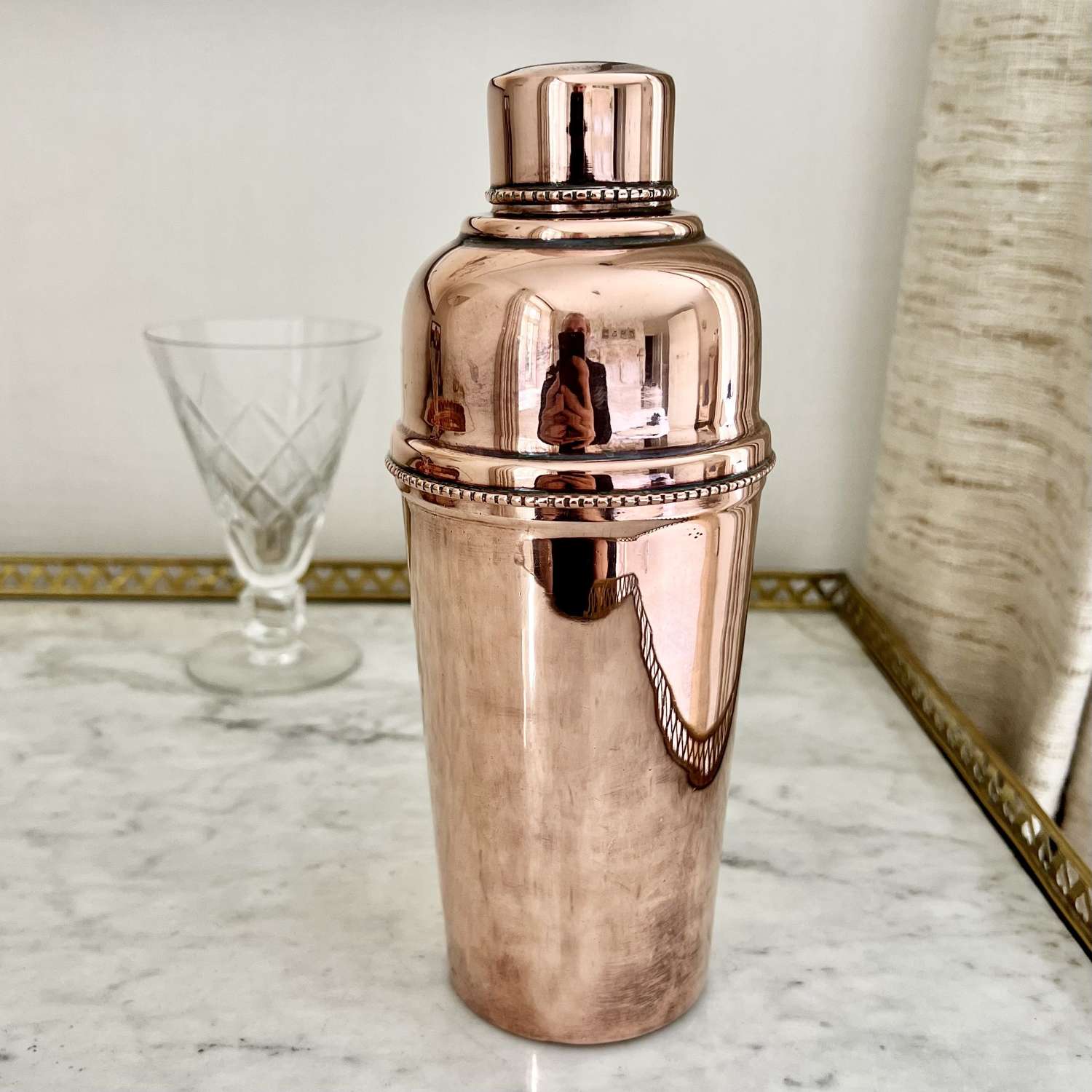 Art Deco Worn Copper English Cocktail Shaker 1920s