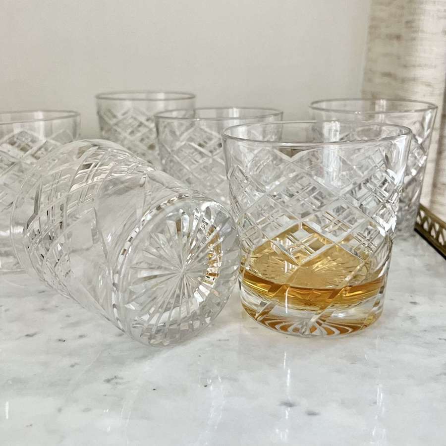 Six late Victorian Hand Crafted Cut Glass Whisky Tumblers