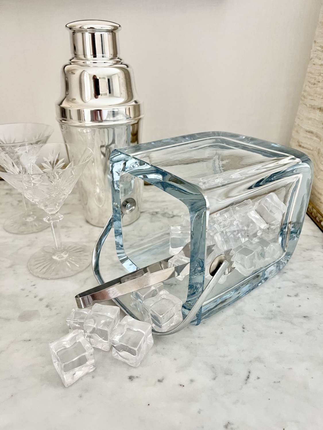 Extra Large Stromberg Ice Blue Glass Ice Bucket