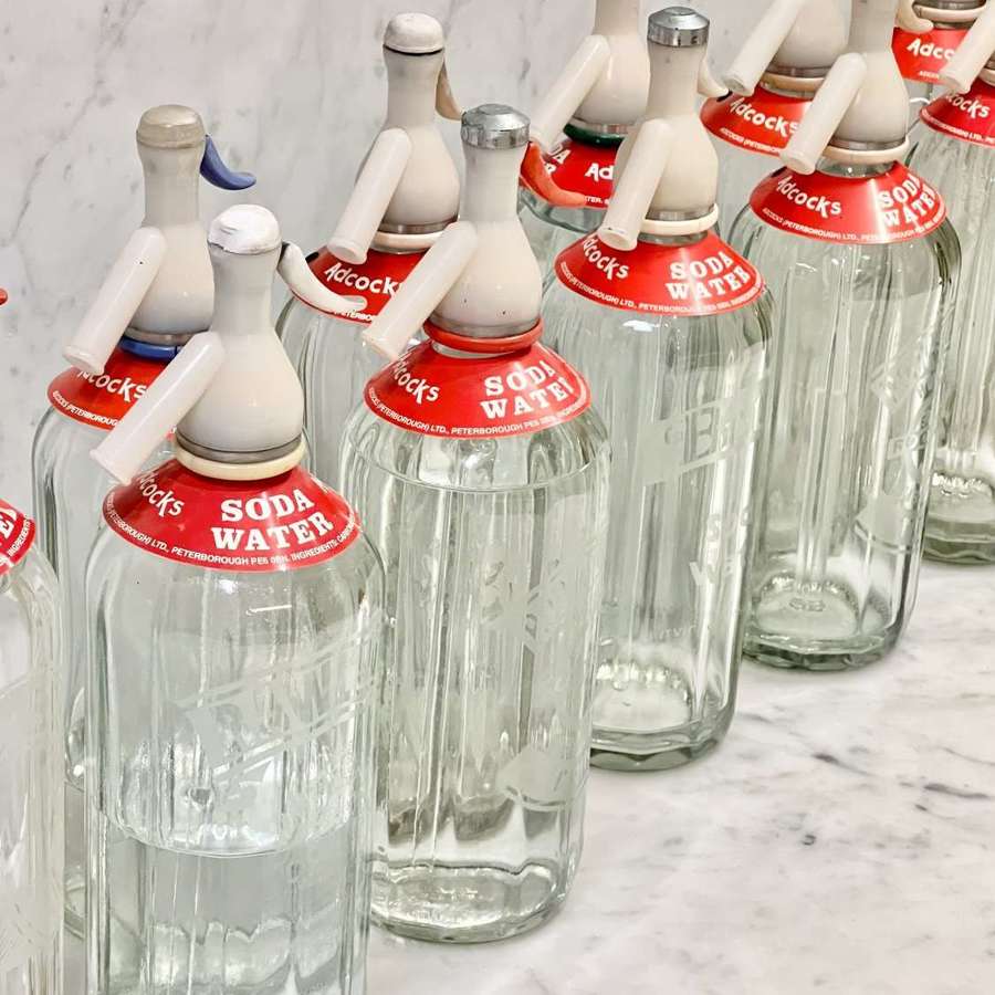 12 vintage etched glass soda water syphons Circa 1960s