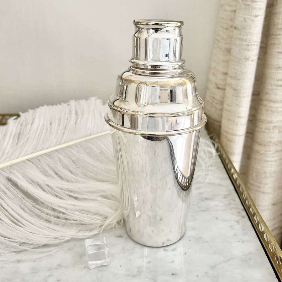 Classic English Art Deco Silver Cocktail Shaker