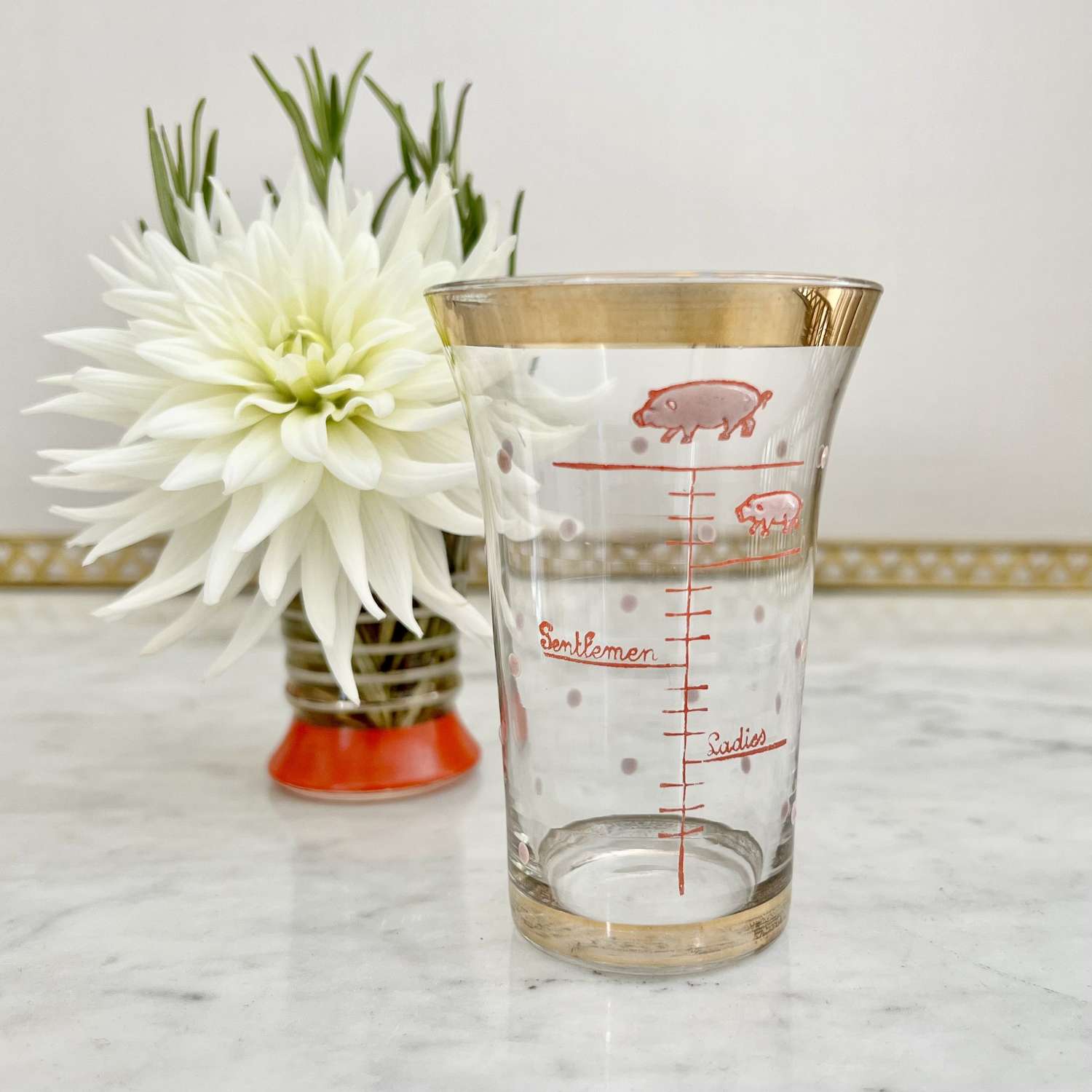 Vintage Piggy Spirit Measure Glass