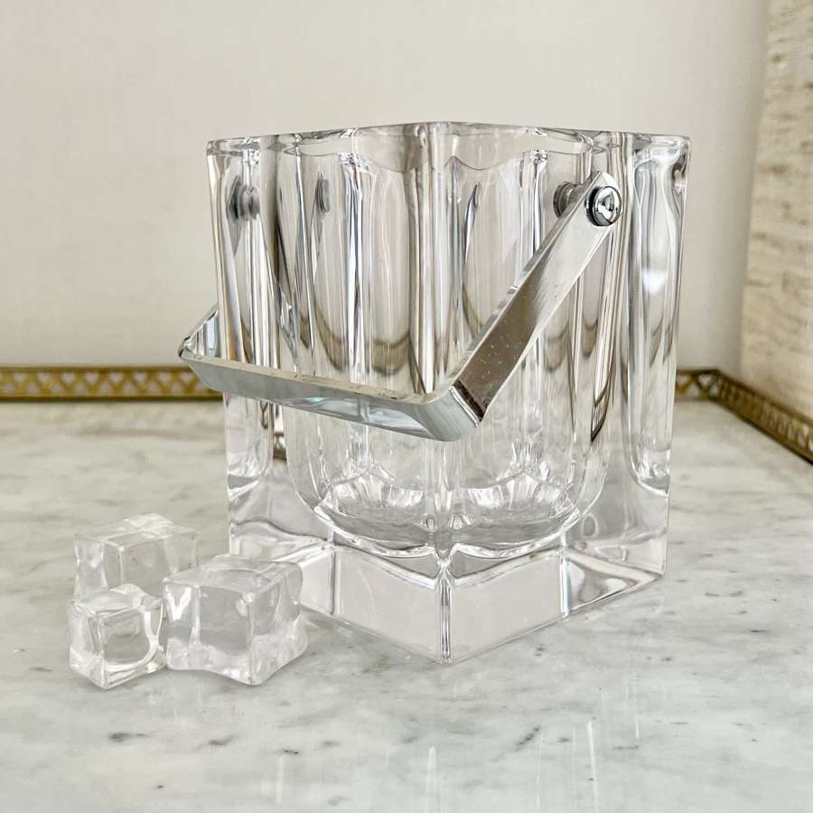 Modernist Sevres Crystal Swing Handle Ice Bucket