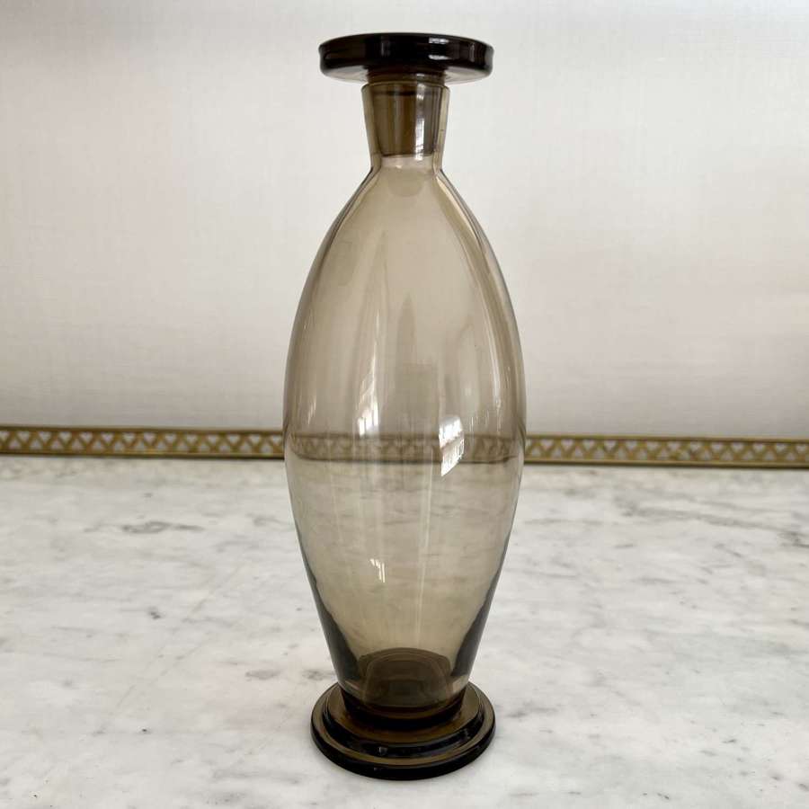 Moser Smoked Glass Decanter With Stepped Plinth 1950s