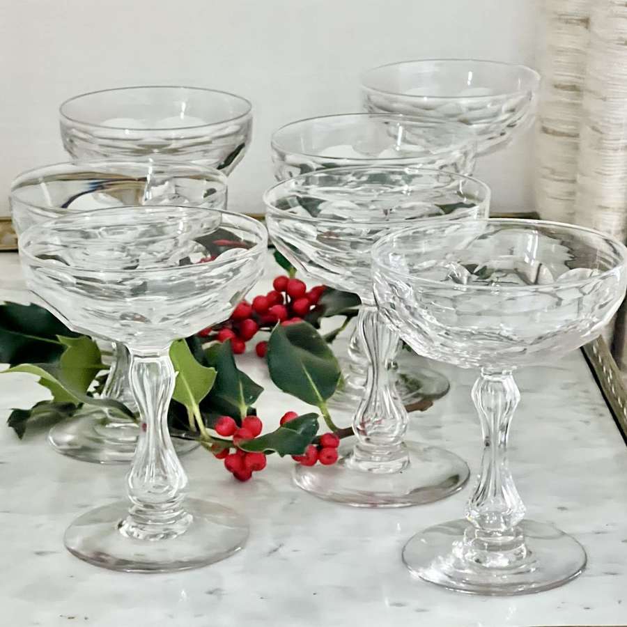 Victorian Crystal Champagne Coupes by Richardson, Stourbridge