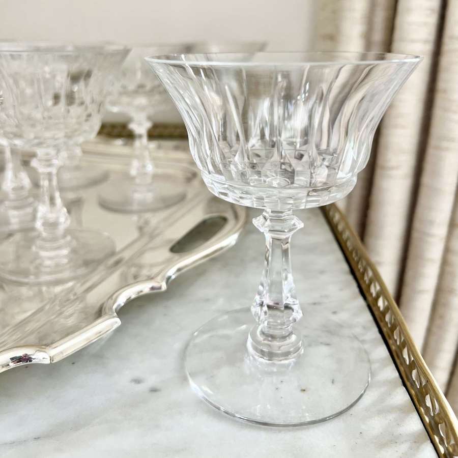 14 Val Saint Lambert finest Crystal Champagne Coupes