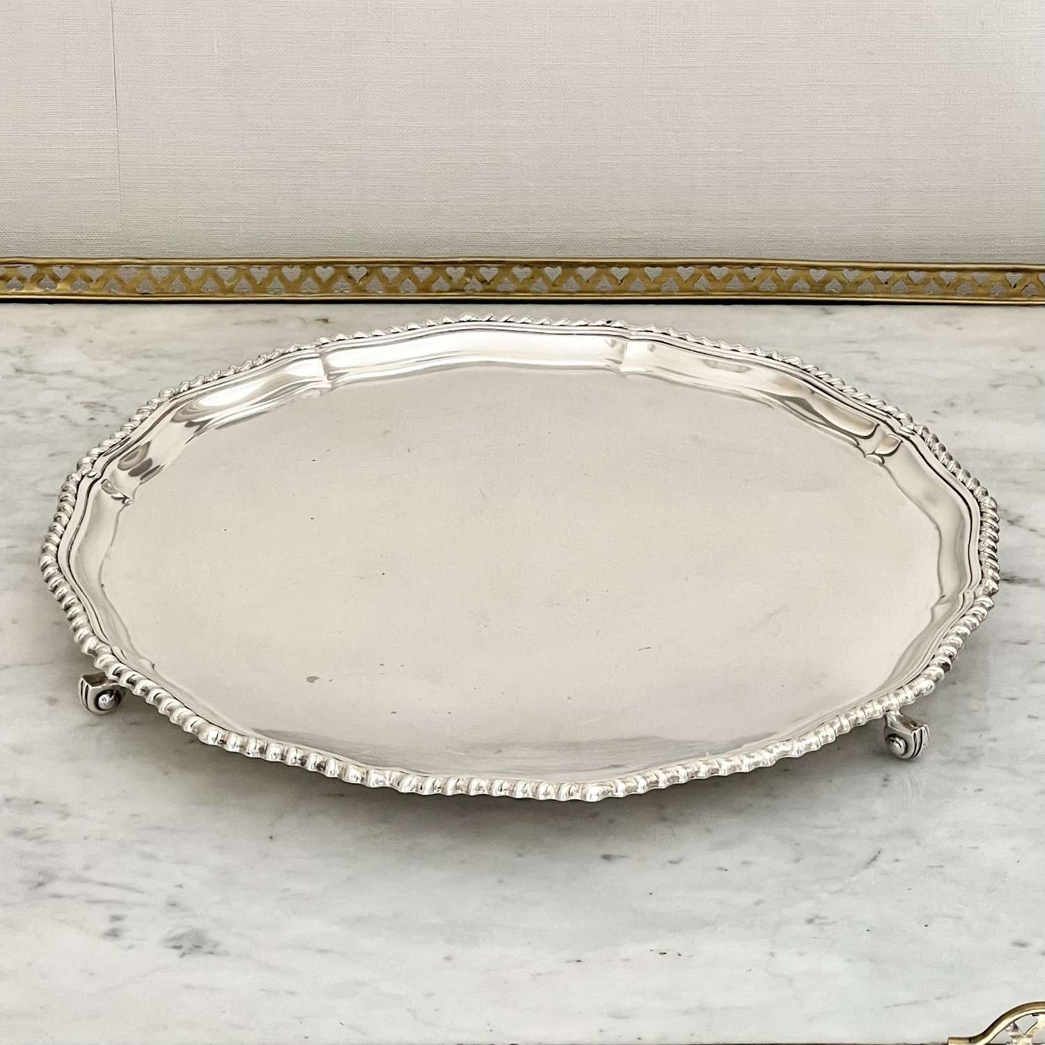 Art Deco Round Drinks Tray By Walker & Hall Dated 1935