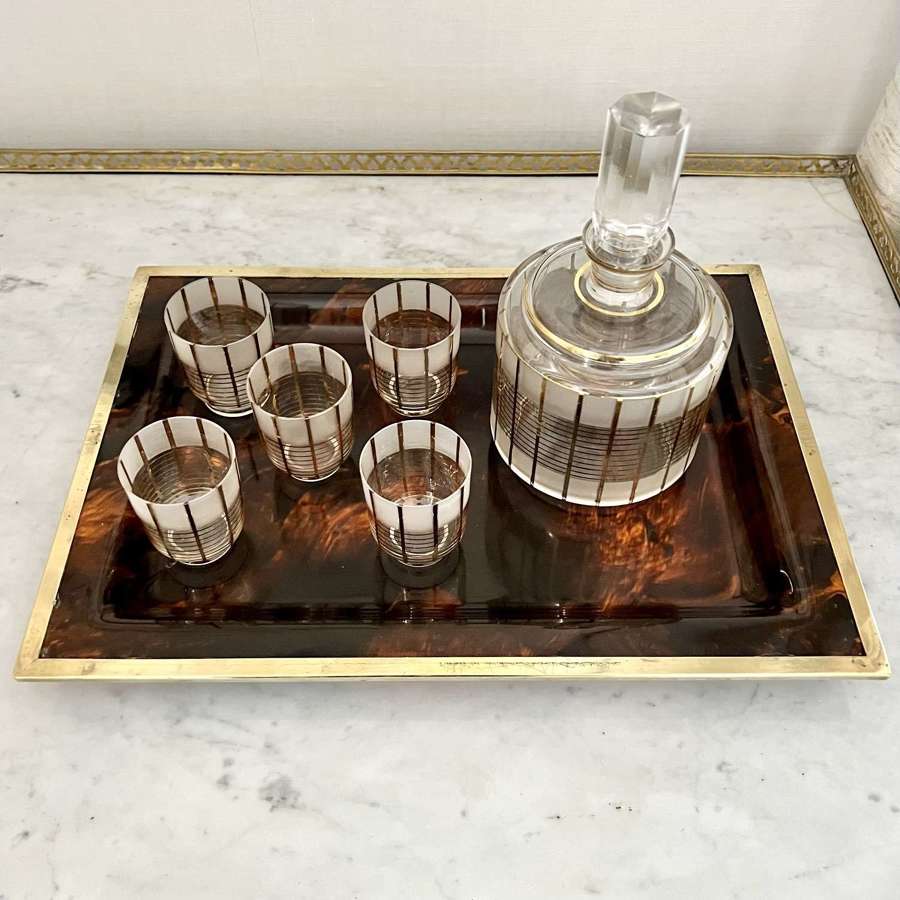 Vintage Christian Dior Lucite & Brass Tray