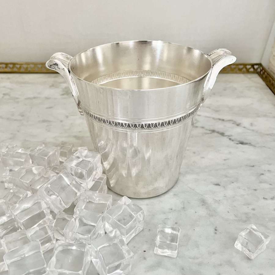 French Silver Plated Scroll Handled Ice Bucket