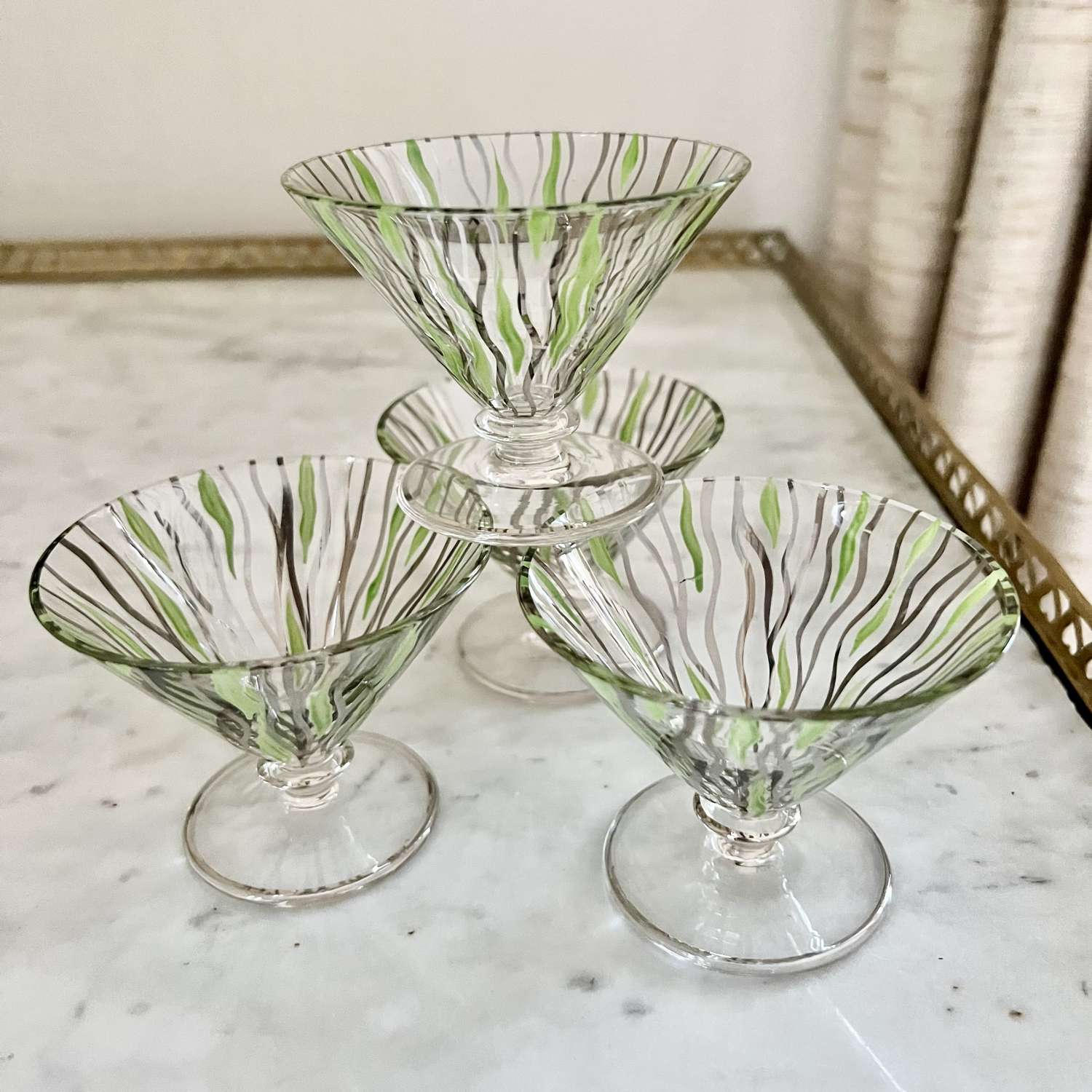Cute Set Of Art Deco Small Cocktail Coupes