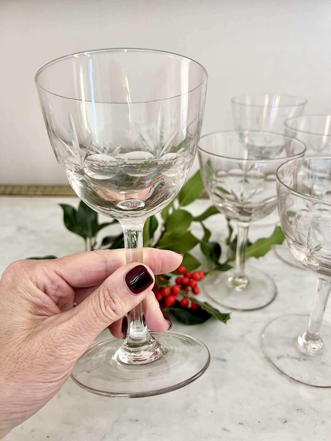 Set of 7 Giant French Bistro Wine Goblet Glasses