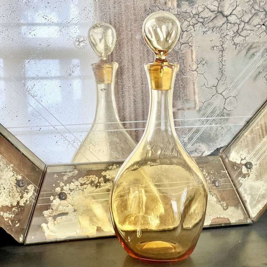 Art Deco Amber Gold Decanter By Whitefriars 1940s