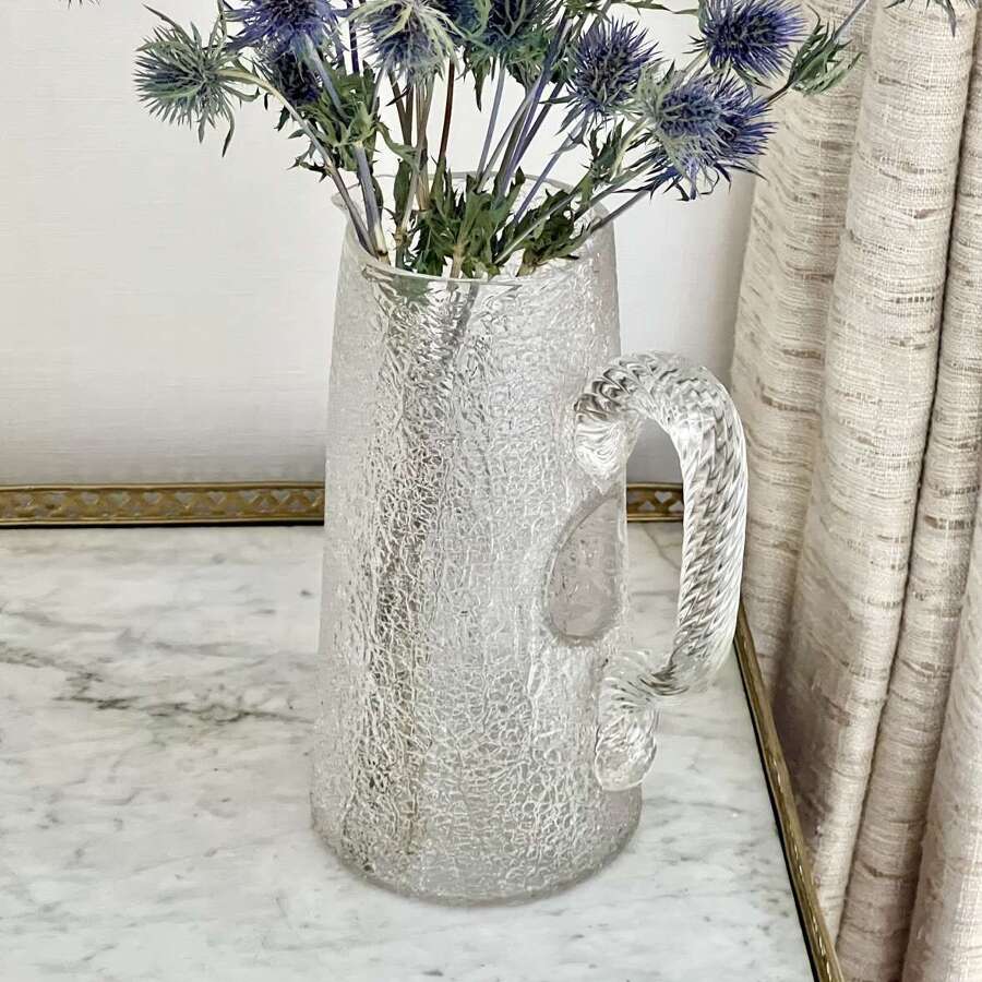 Rare Baccarat Craquelure Glass Champagne Decanter Jug 1870s