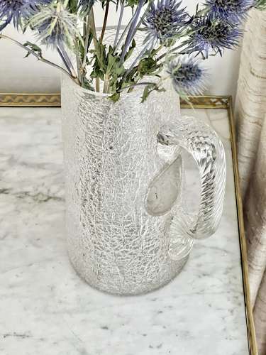 Rare Baccarat Craquelure Glass Champagne Decanter Jug 1870s