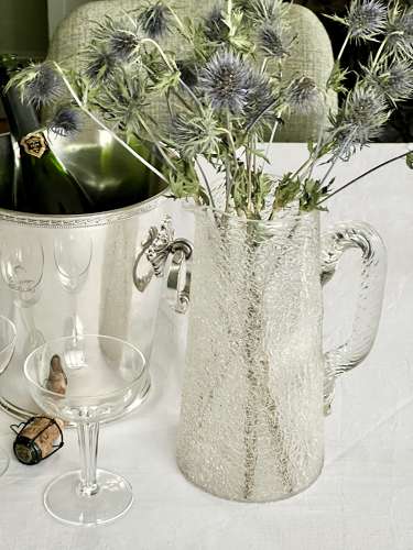 Rare Baccarat Craquelure Glass Champagne Decanter Jug 1870s