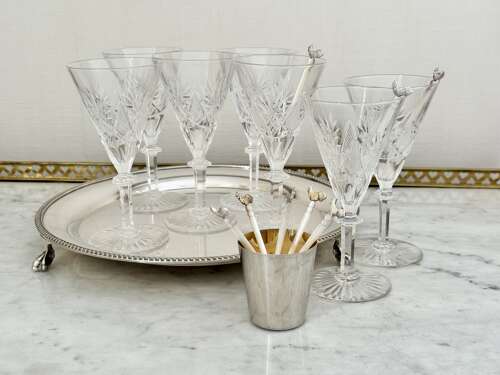 7 Val Saint Lambert Finest Crystal Cocktail or wine Glasses