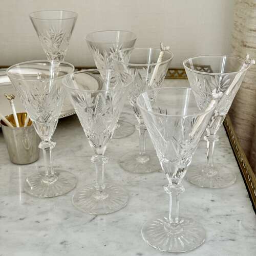 7 Val Saint Lambert Finest Crystal Cocktail or wine Glasses