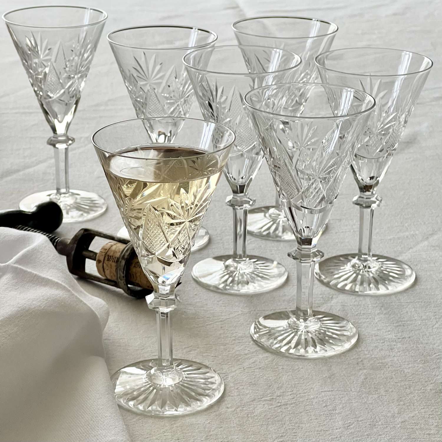 8 Val Saint Lambert Finest Crystal Dessert Wine Glasses